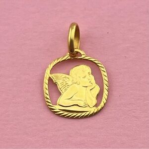 Square Cut-Out Angel Pendant 18K Solid Gold